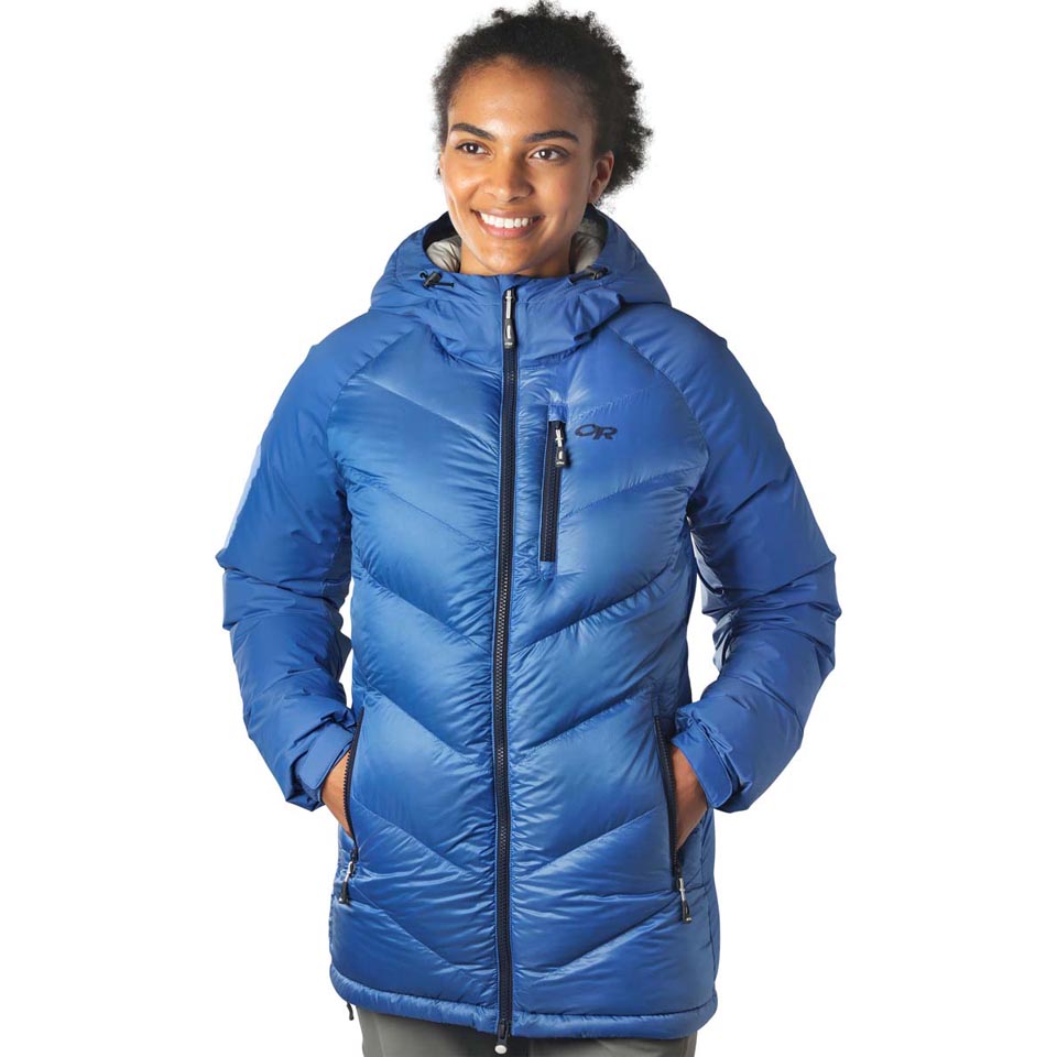 outdoor research women's alpine down hooded jacket