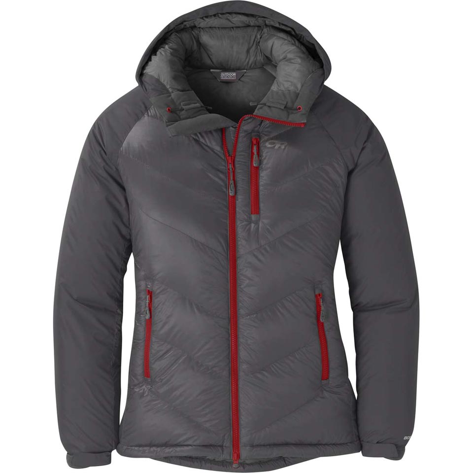 outdoor research women's alpine down hooded jacket